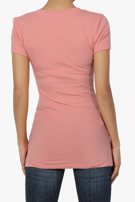 Candela V-Neck Short Sleeve T-Shirts DUSTY ROSE_2