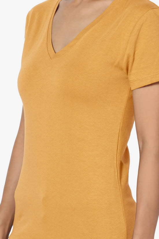 Candela V-Neck Short Sleeve T-Shirts GOLDEN MUSTARD_5