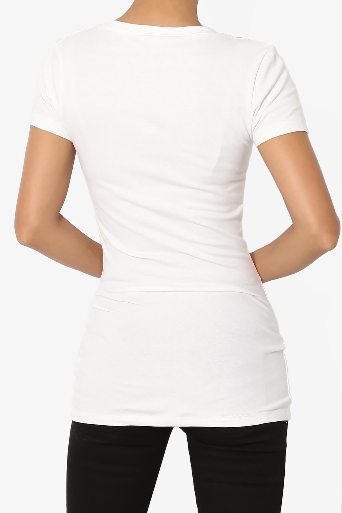 Candela V-Neck Short Sleeve T-Shirts IVORY_2