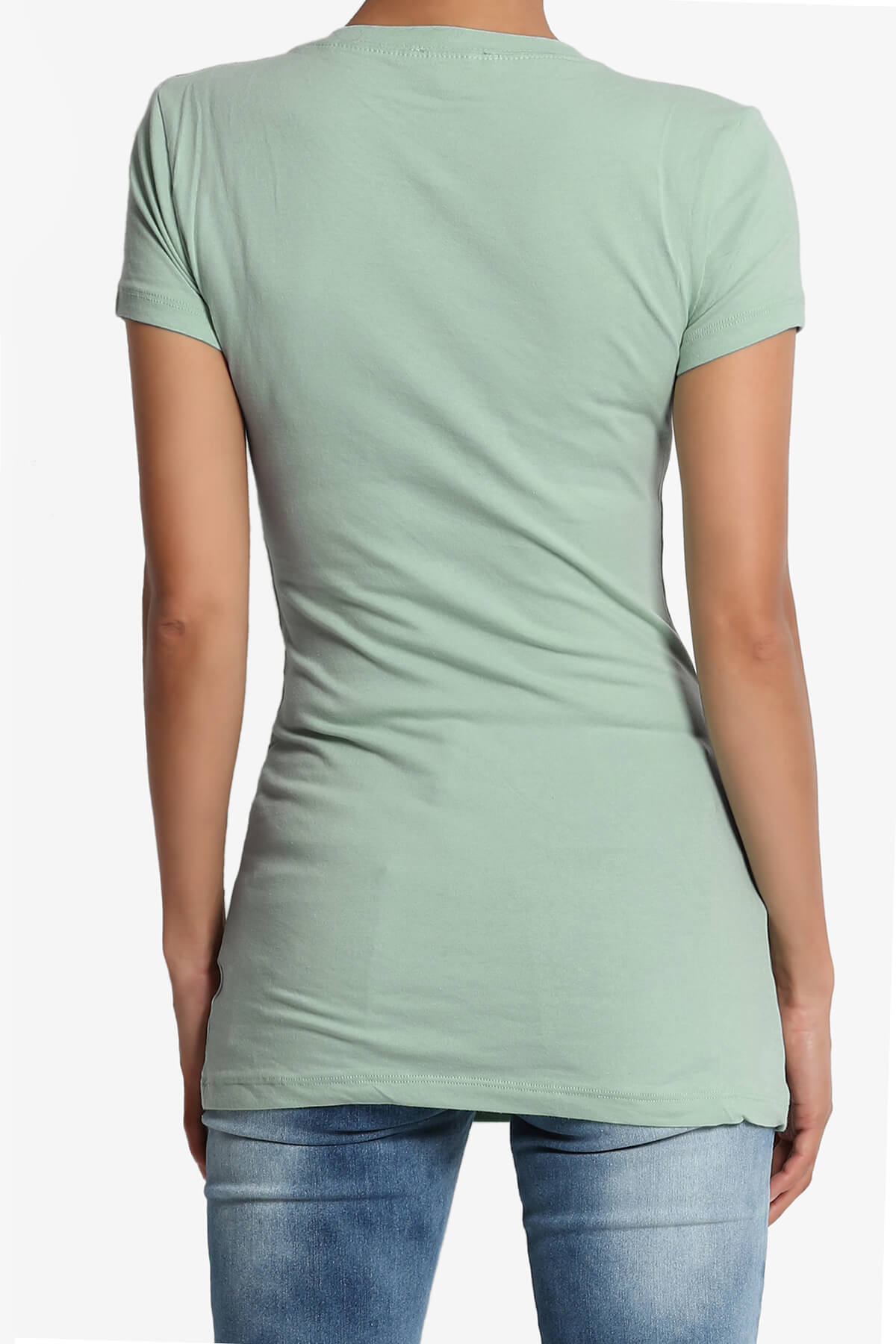 Candela V-Neck Short Sleeve T-Shirts LIGHT GREEN_2