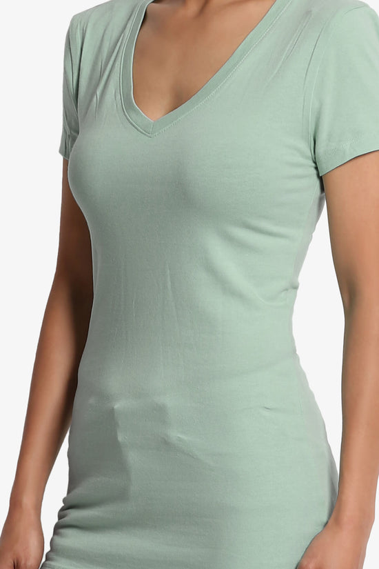 Candela V-Neck Short Sleeve T-Shirts LIGHT GREEN_5