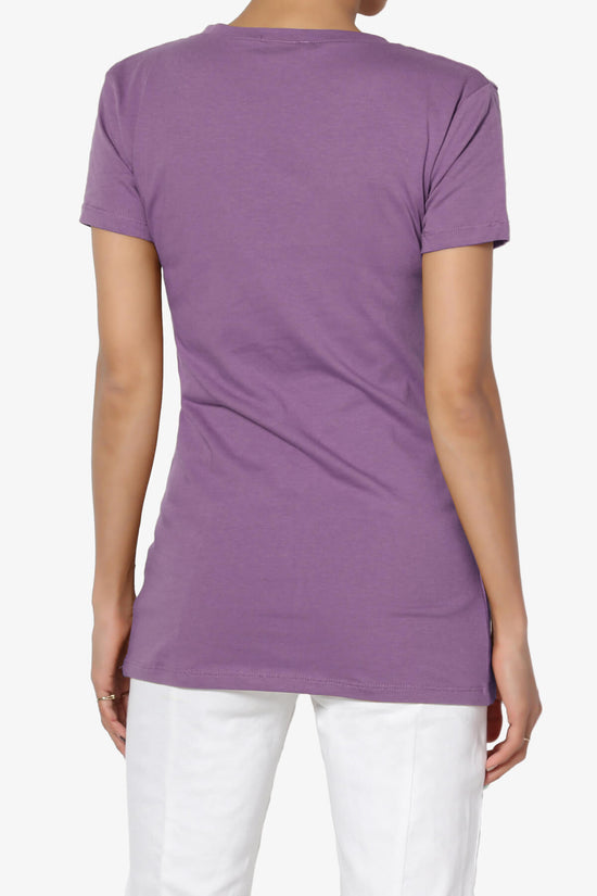 Candela V-Neck Short Sleeve T-Shirts LILAC GREY_2
