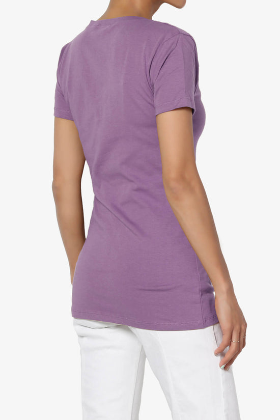 Candela V-Neck Short Sleeve T-Shirts LILAC GREY_4