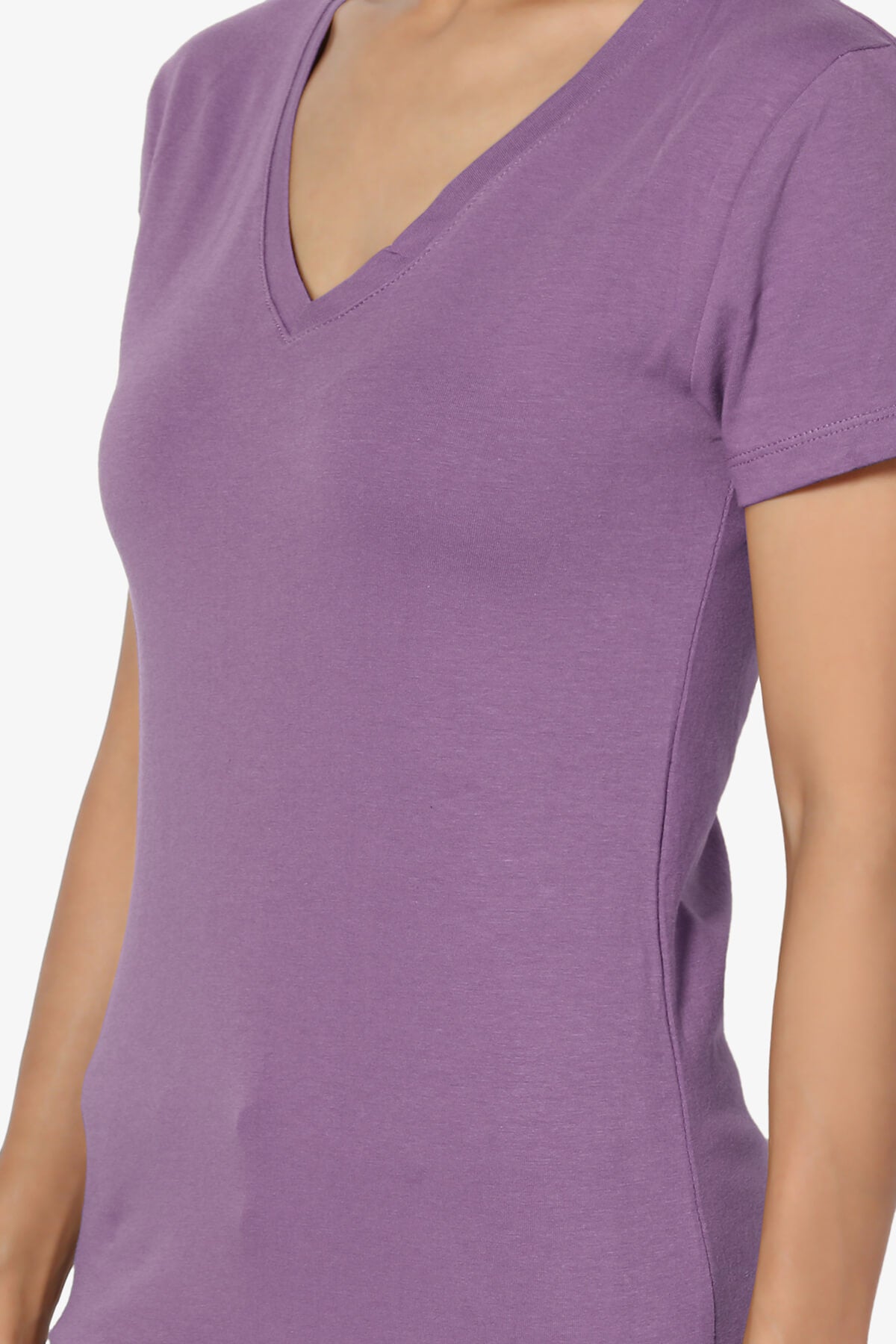 Load image into Gallery viewer, Candela V-Neck Short Sleeve T-Shirts LILAC GREY_5

