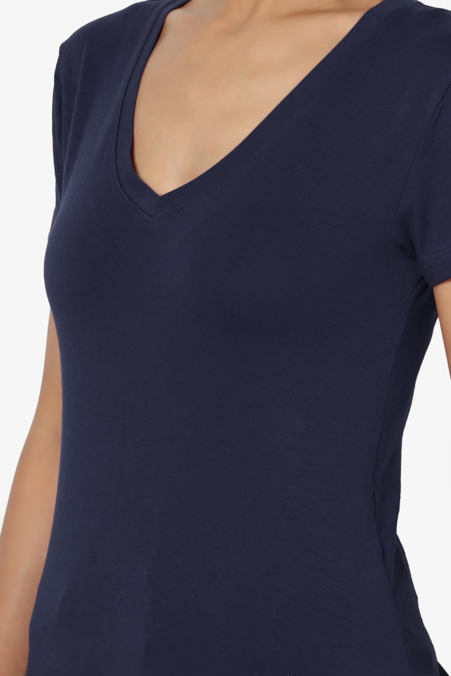 Load image into Gallery viewer, Candela V-Neck Short Sleeve T-Shirts NAVY_5
