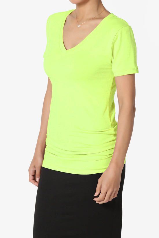 Load image into Gallery viewer, Candela V-Neck Short Sleeve T-Shirts NEON GREEN_3

