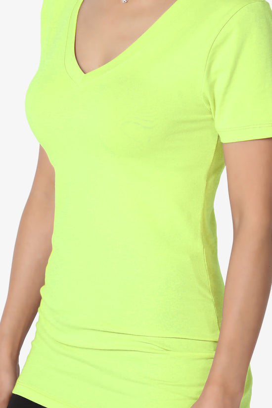 Candela V-Neck Short Sleeve T-Shirts NEON GREEN_5