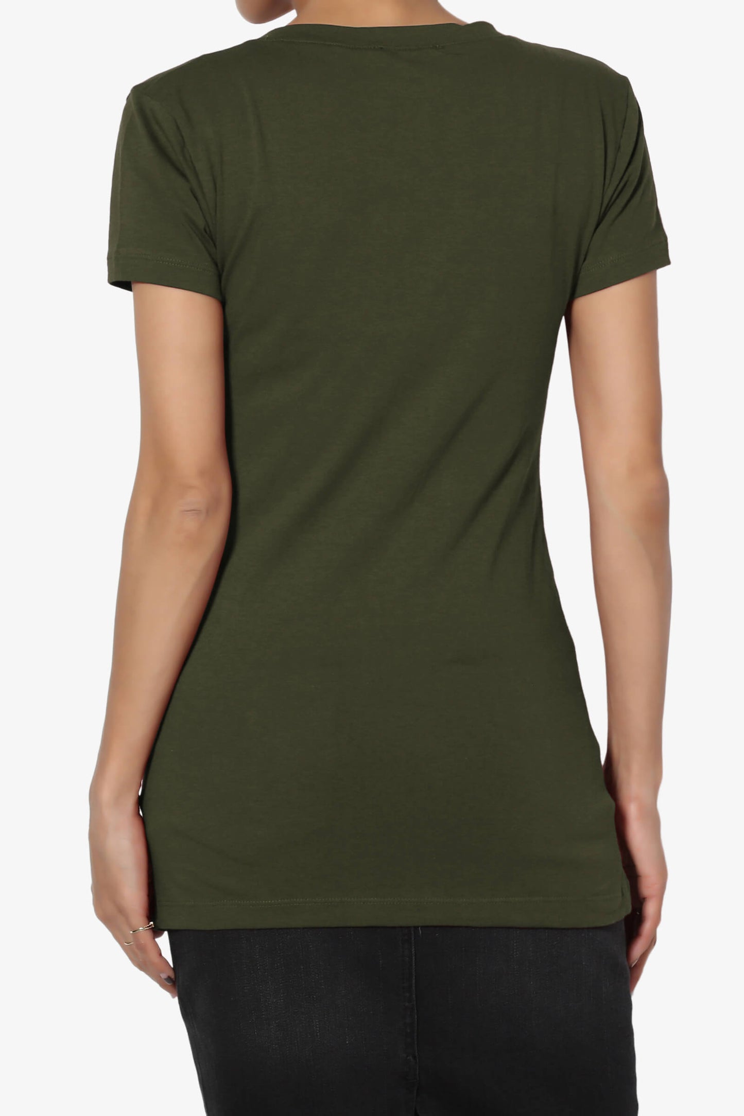 Candela V-Neck Short Sleeve T-Shirts OLIVE_2