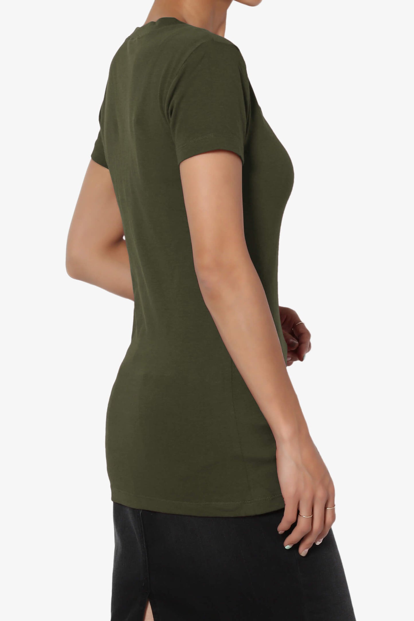 Candela V-Neck Short Sleeve T-Shirts OLIVE_4