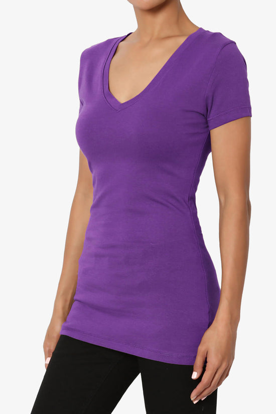 Load image into Gallery viewer, Candela V-Neck Short Sleeve T-Shirts PURPLE_3

