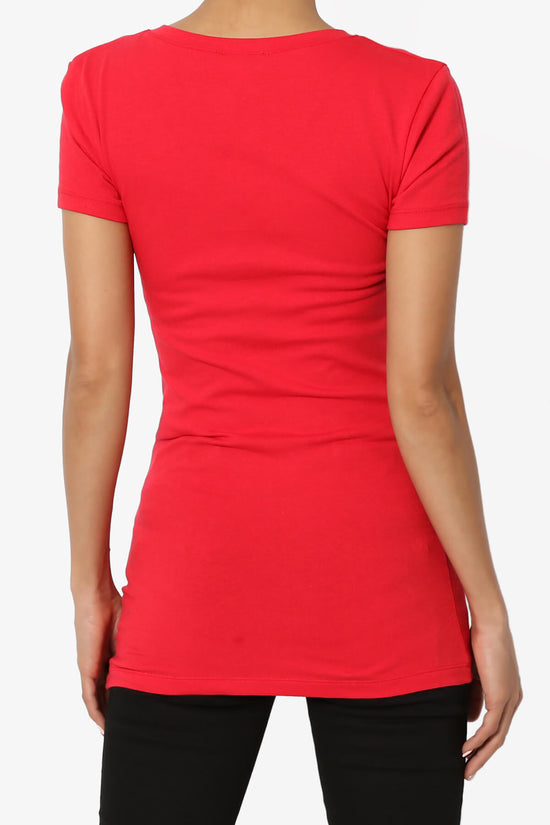 Candela V-Neck Short Sleeve T-Shirts RED_2