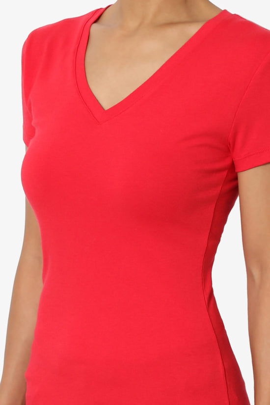 Candela V-Neck Short Sleeve T-Shirts RED_5