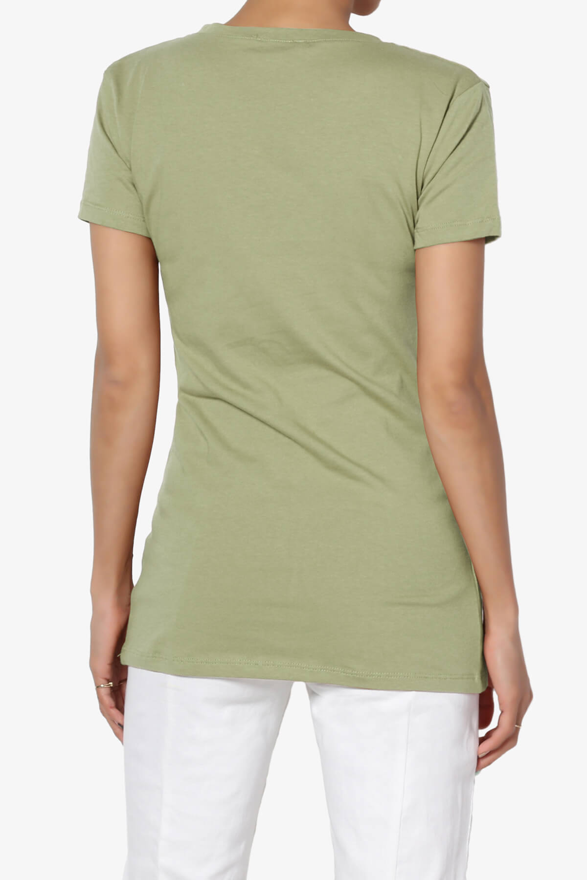 Candela V-Neck Short Sleeve T-Shirts SAGE_2