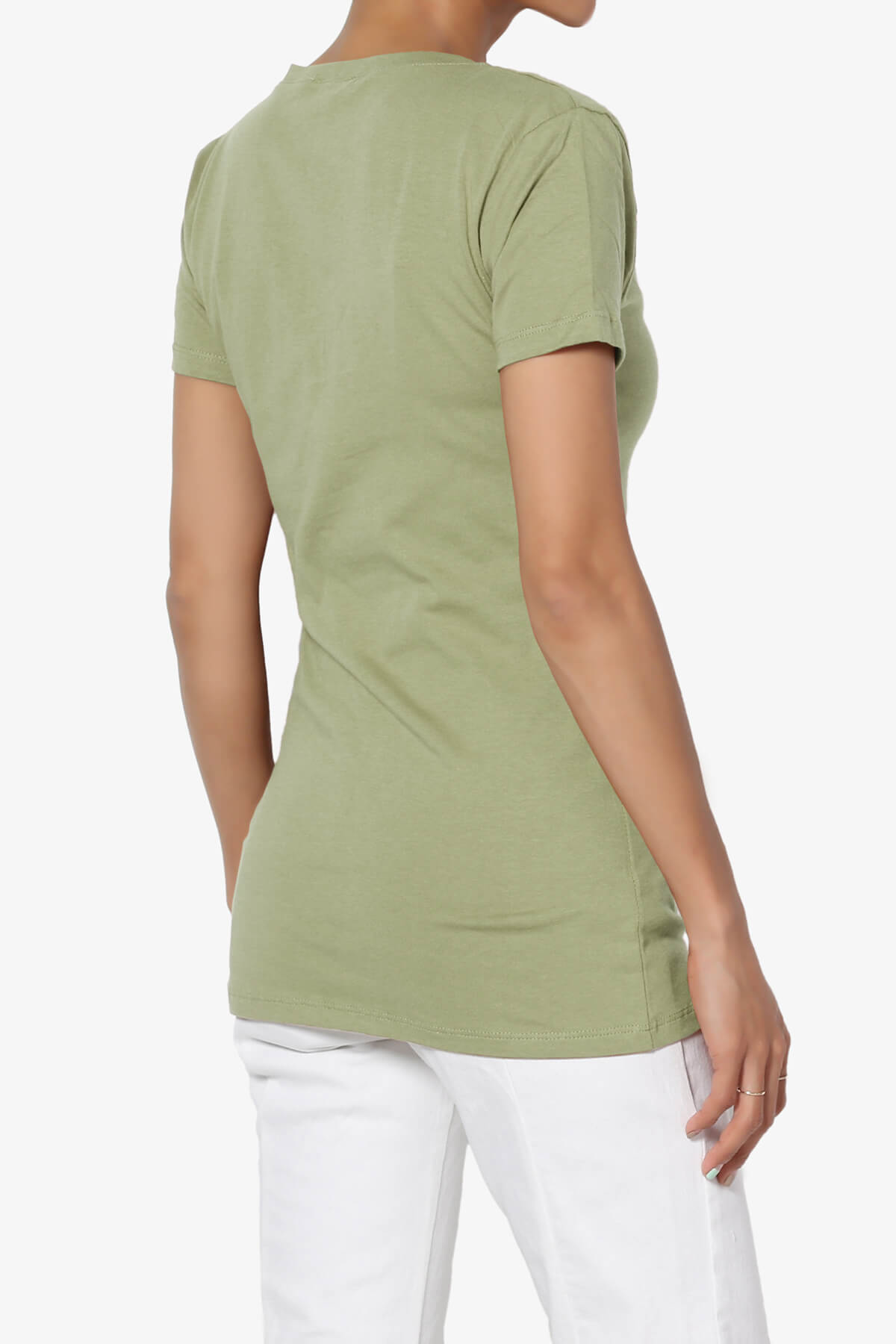 Candela V-Neck Short Sleeve T-Shirts SAGE_4