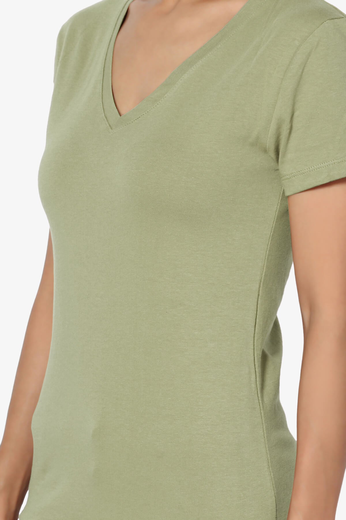 Candela V-Neck Short Sleeve T-Shirts SAGE_5