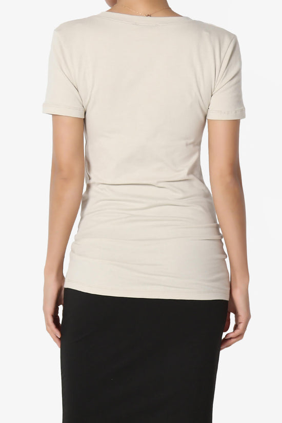 Candela V-Neck Short Sleeve T-Shirts SAND BEIGE_2