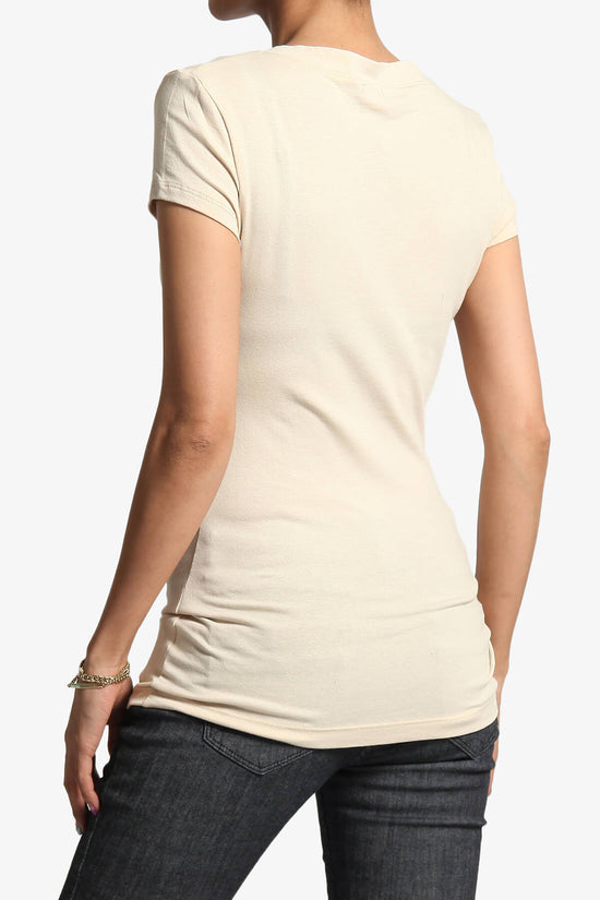 Candela V-Neck Short Sleeve T-Shirts TAUPE_4