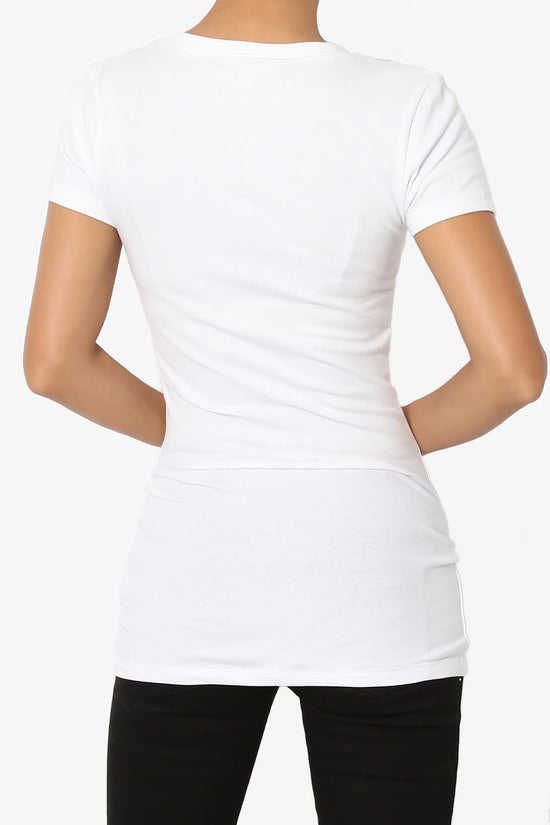 Candela V-Neck Short Sleeve T-Shirts WHITE_2