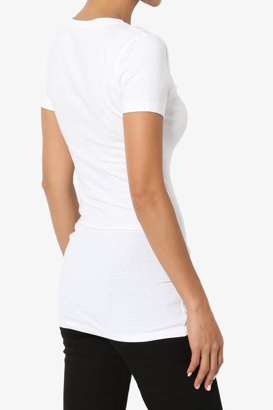 Candela V-Neck Short Sleeve T-Shirts WHITE_4