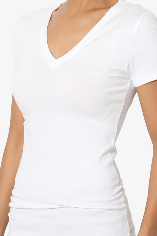Candela V-Neck Short Sleeve T-Shirts WHITE_5