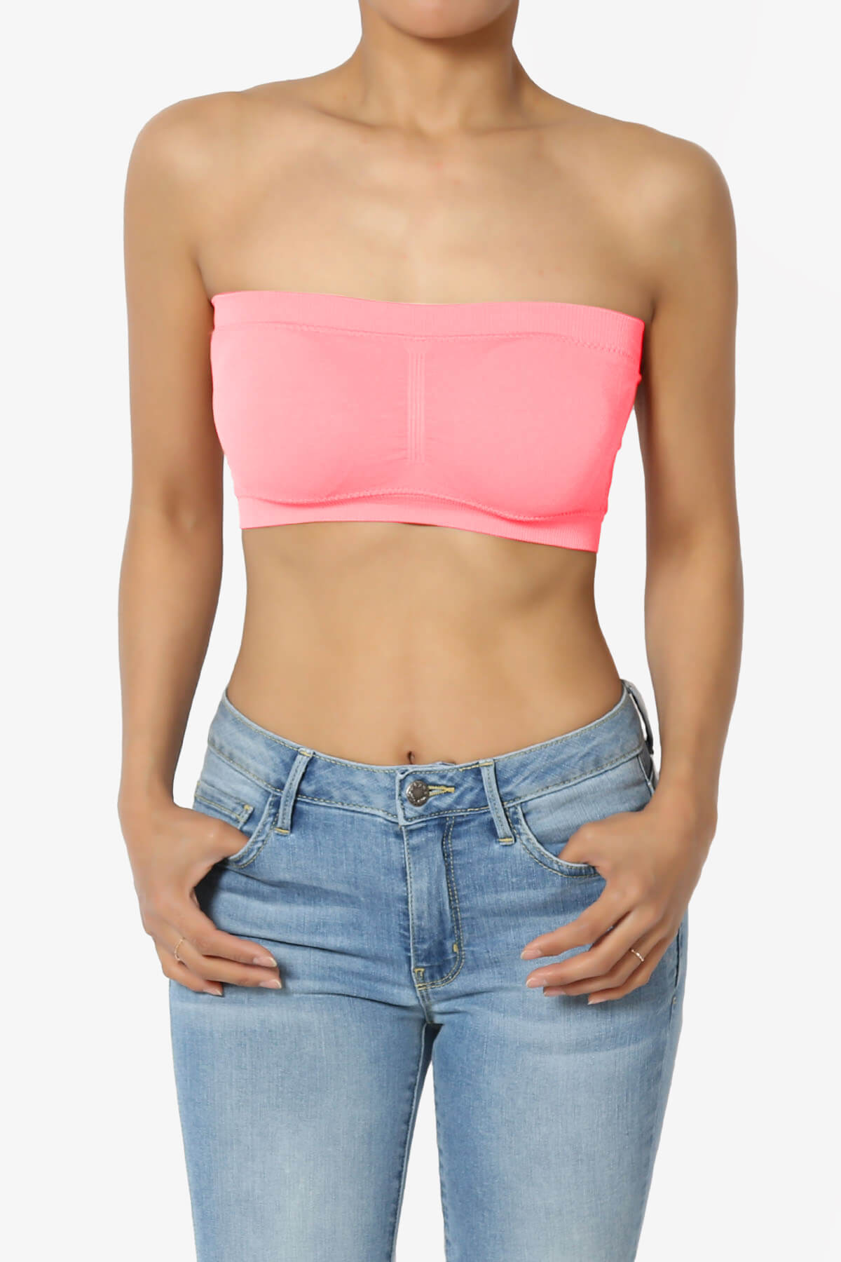 Candid Removable Pad Bandeau Bra Top BRIGHT PINK_1