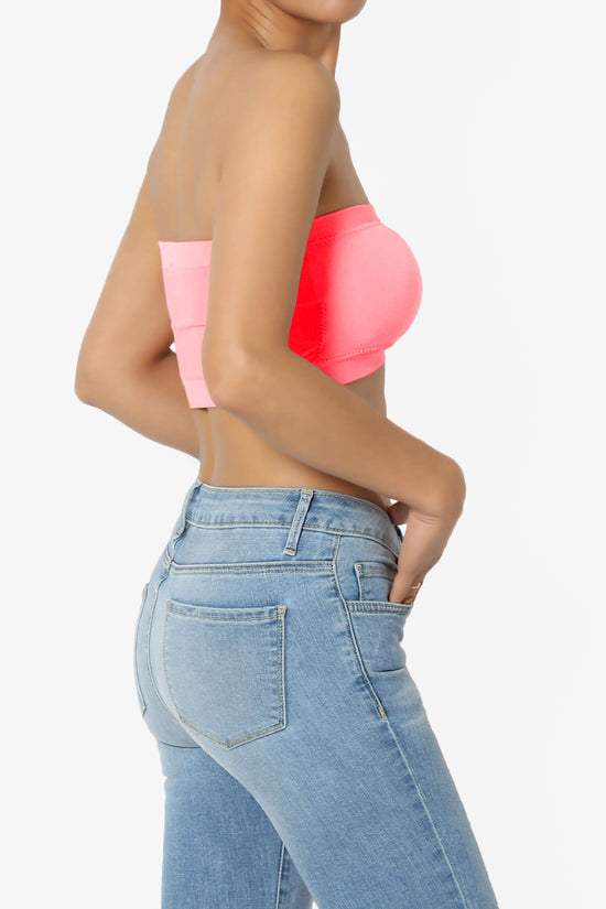 Load image into Gallery viewer, Candid Removable Pad Bandeau Bra Top BRIGHT PINK_4
