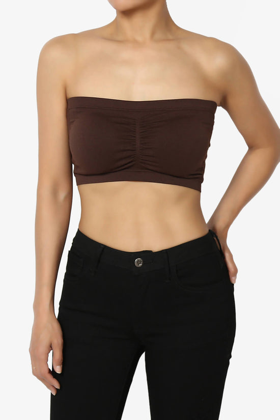 Candid Removable Pad Bandeau Bra Top BROWN_1