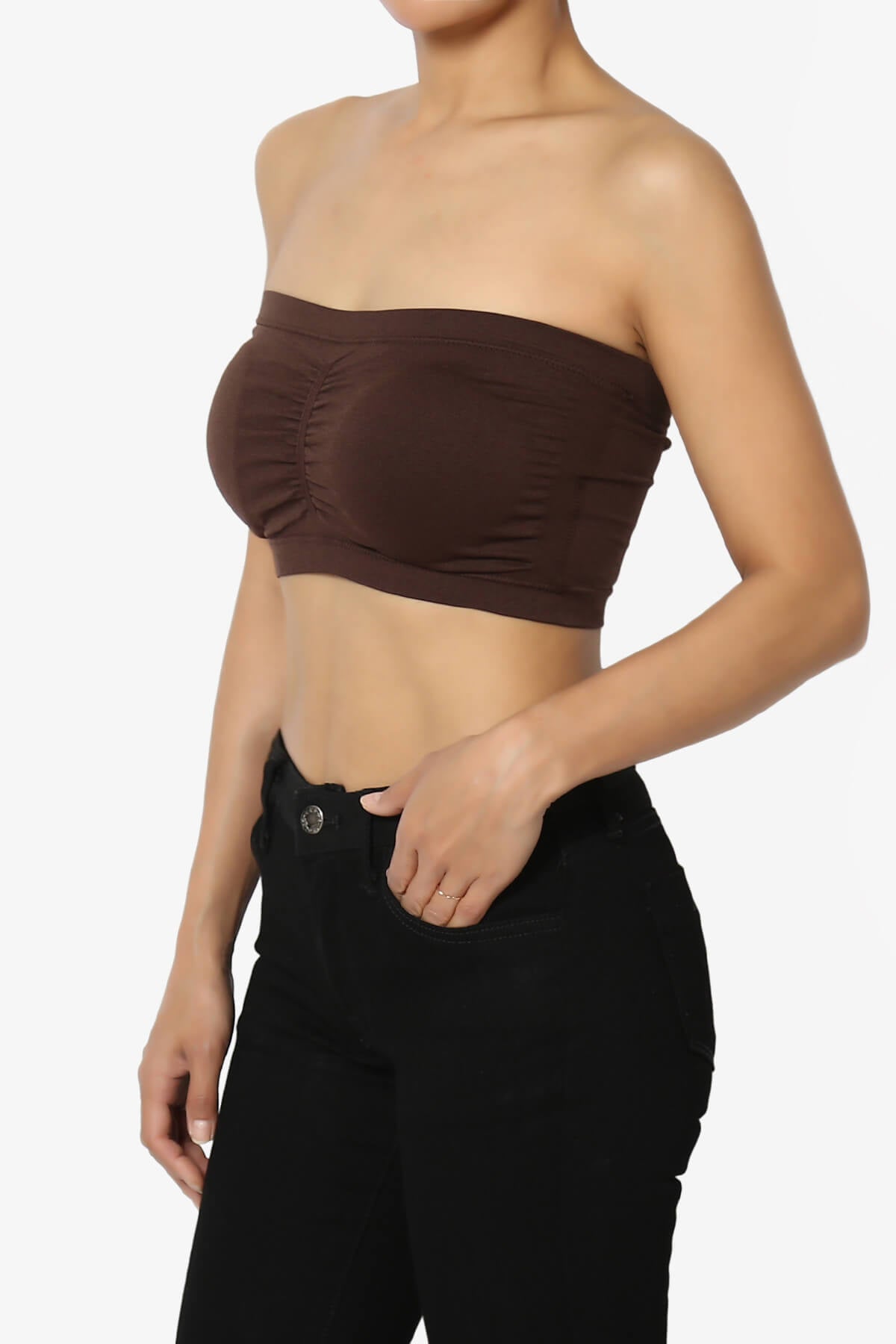 Candid Removable Pad Bandeau Bra Top BROWN_3