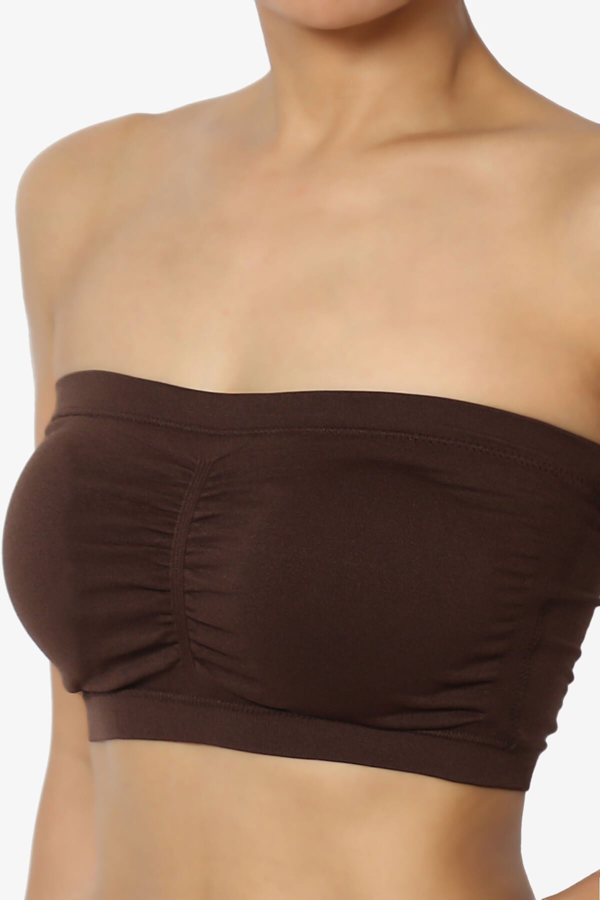 Candid Removable Pad Bandeau Bra Top BROWN_5