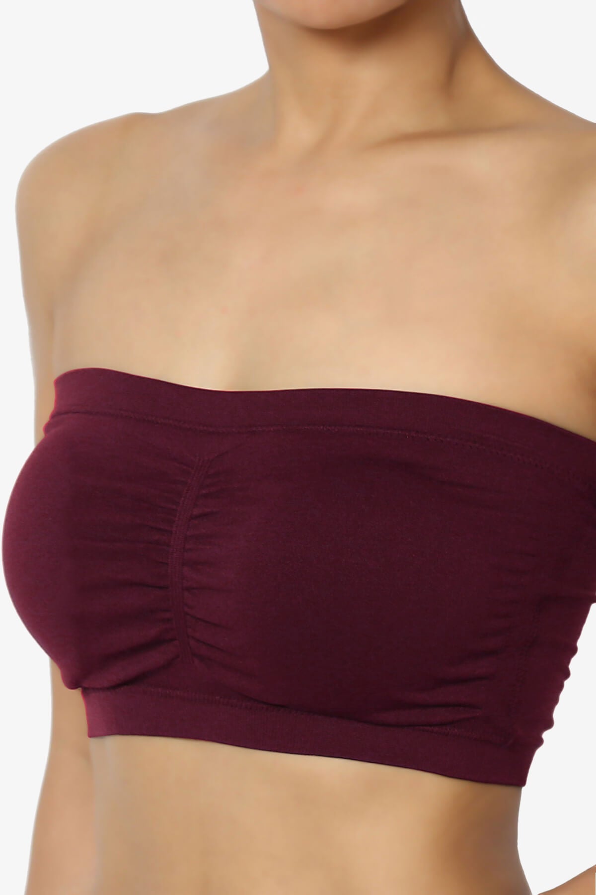 Load image into Gallery viewer, Candid Removable Pad Bandeau Bra Top BURGUNDY_5
