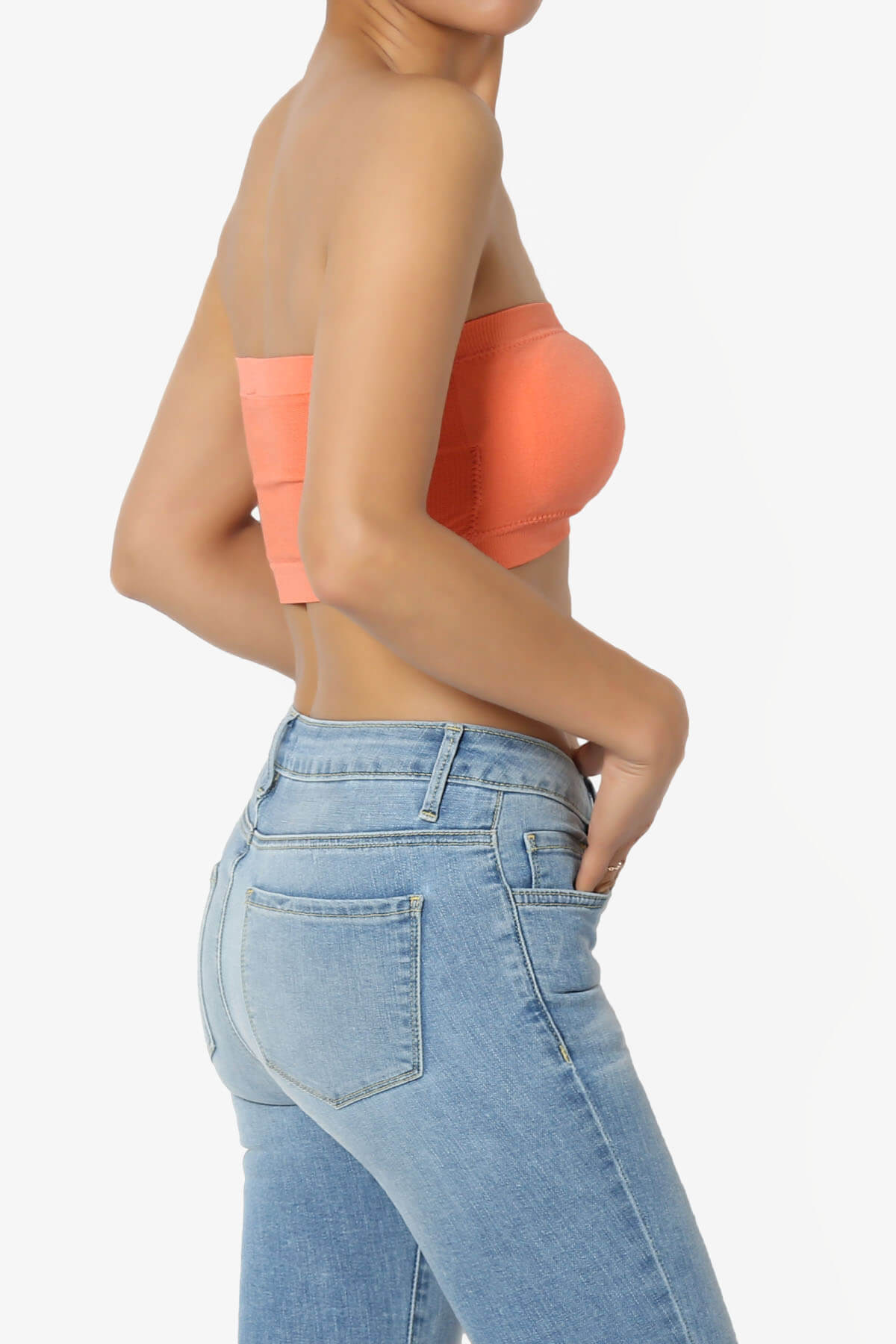 Load image into Gallery viewer, Candid Removable Pad Bandeau Bra Top CORAL_4

