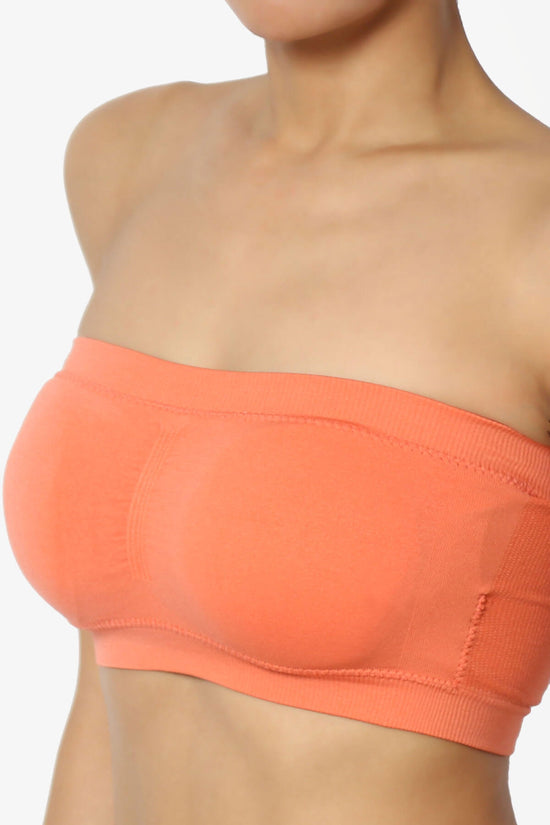 Candid Removable Pad Bandeau Bra Top CORAL_5