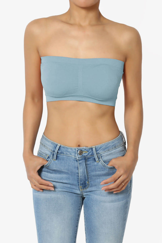 Candid Removable Pad Bandeau Bra Top DUSTY BLUE_1