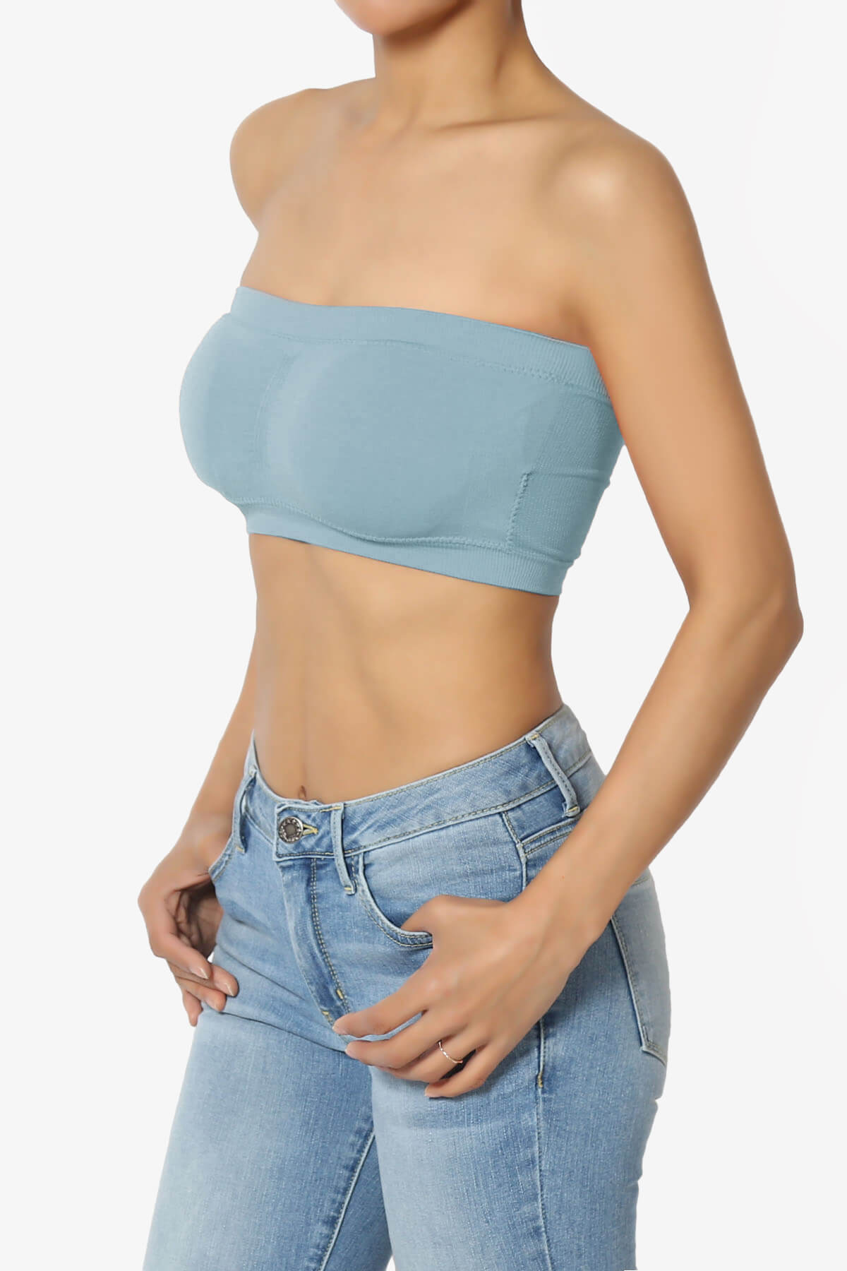 Candid Removable Pad Bandeau Bra Top DUSTY BLUE_3