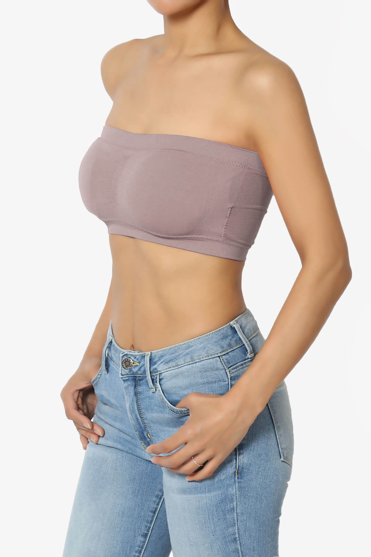 Womens Tube Top/Tube Bra with detectable Pad, Strapless, Seamless