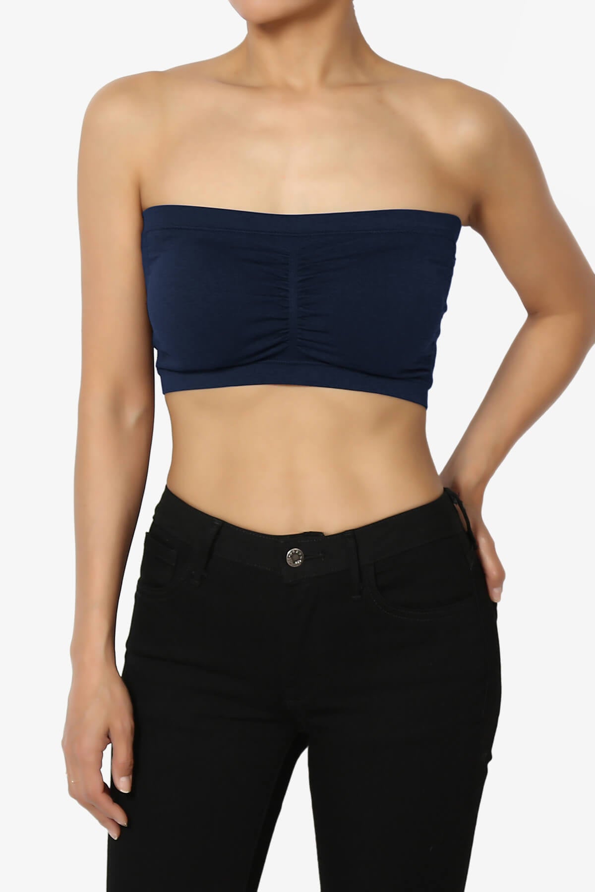 Candid Removable Pad Bandeau Bra Top NAVY_1