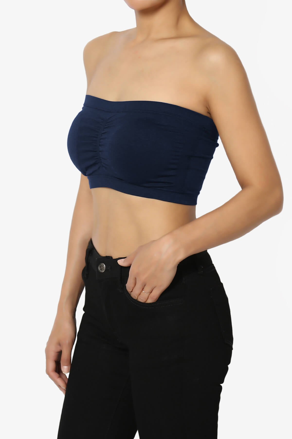 Load image into Gallery viewer, Candid Removable Pad Bandeau Bra Top NAVY_3
