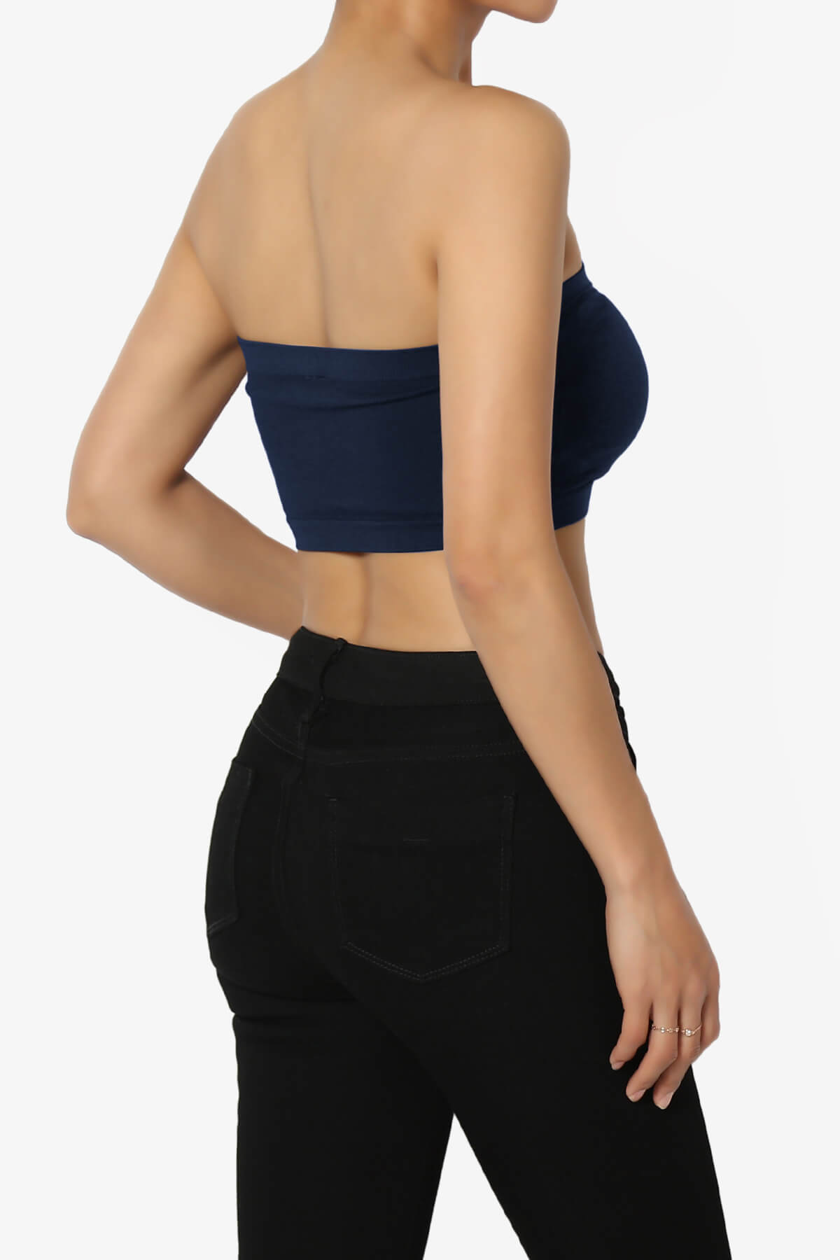 Load image into Gallery viewer, Candid Removable Pad Bandeau Bra Top NAVY_4
