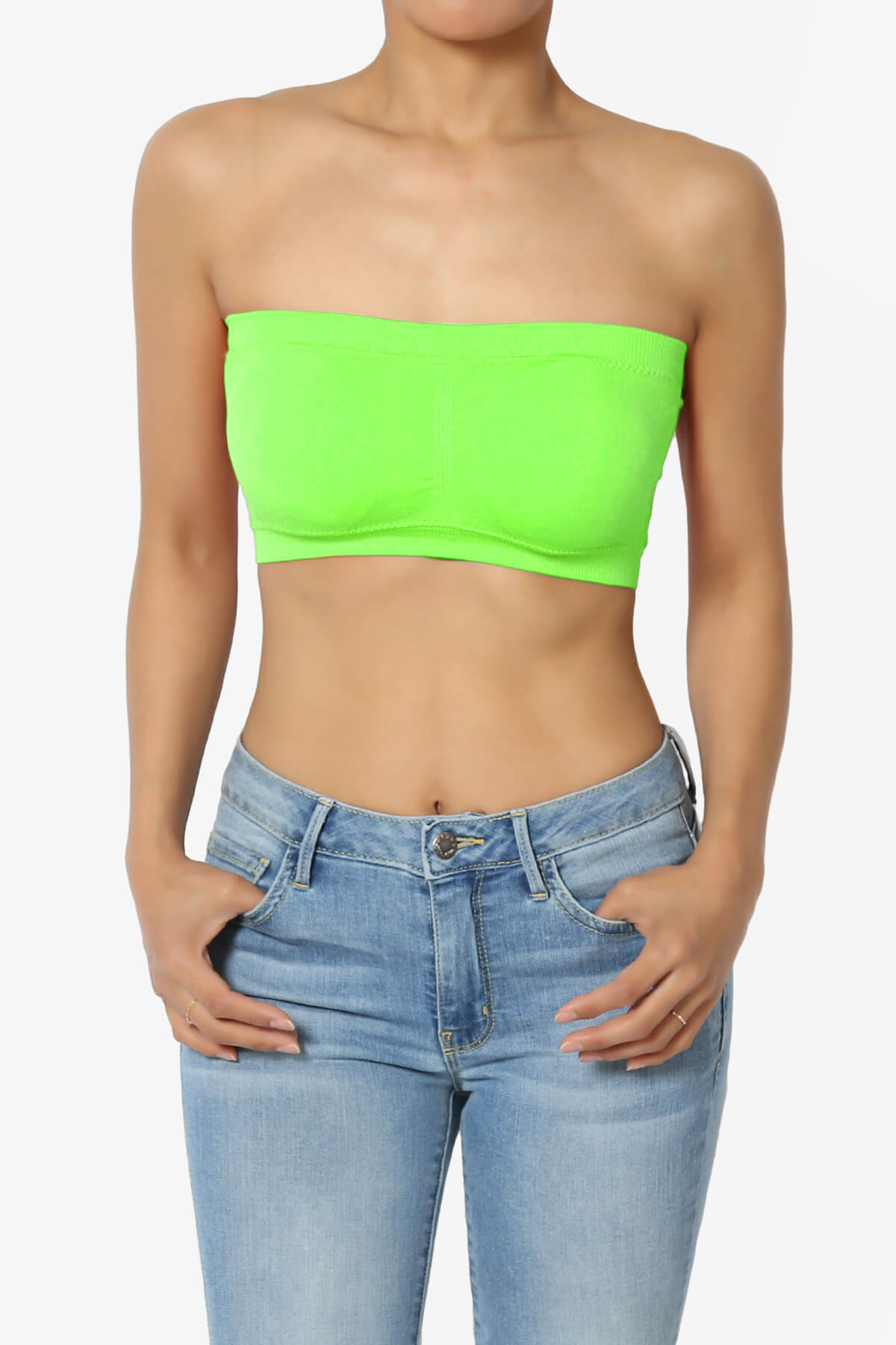 Candid Removable Pad Bandeau Bra Top NEON GREEN_1