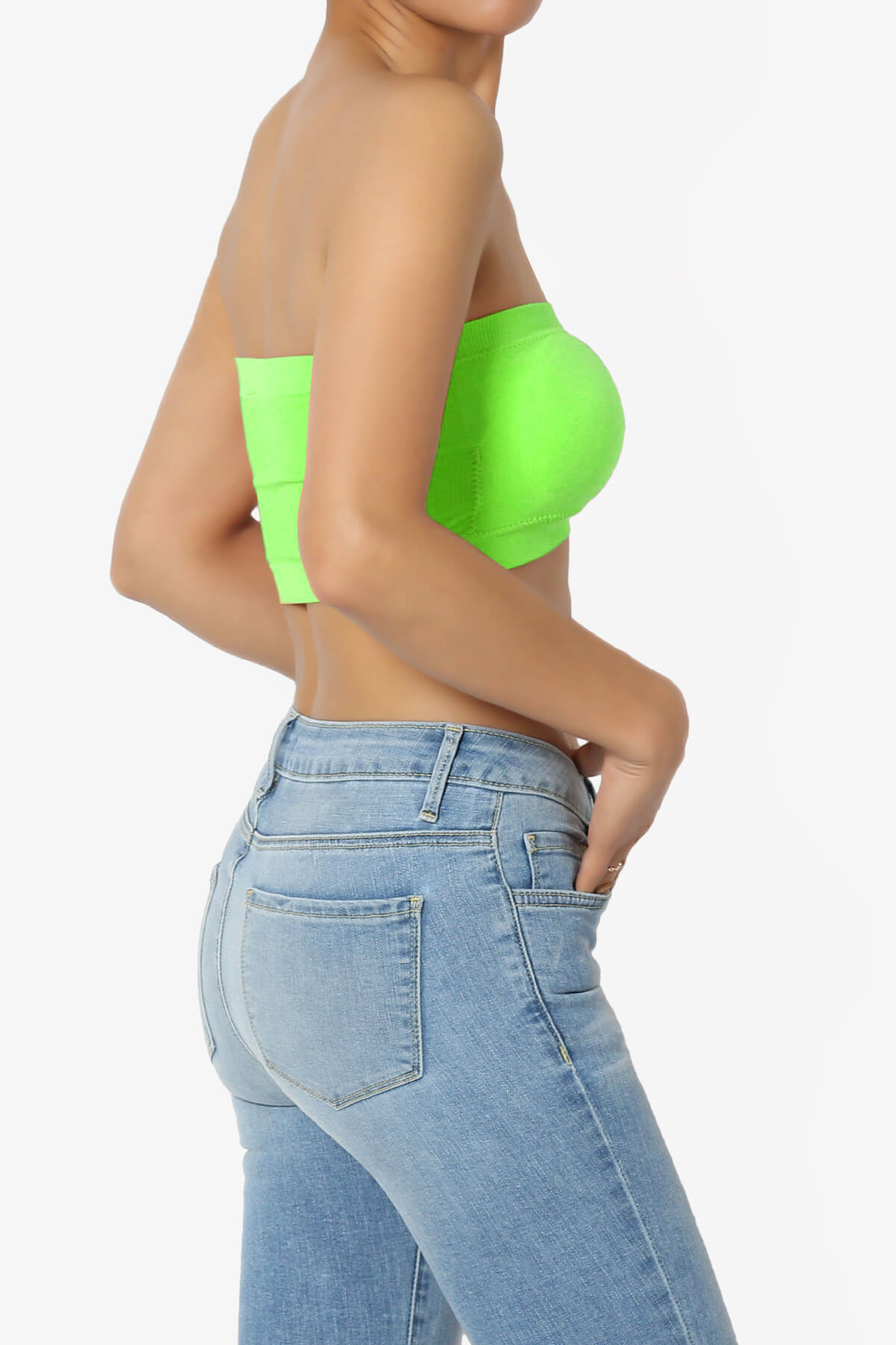 Candid Removable Pad Bandeau Bra Top NEON GREEN_4
