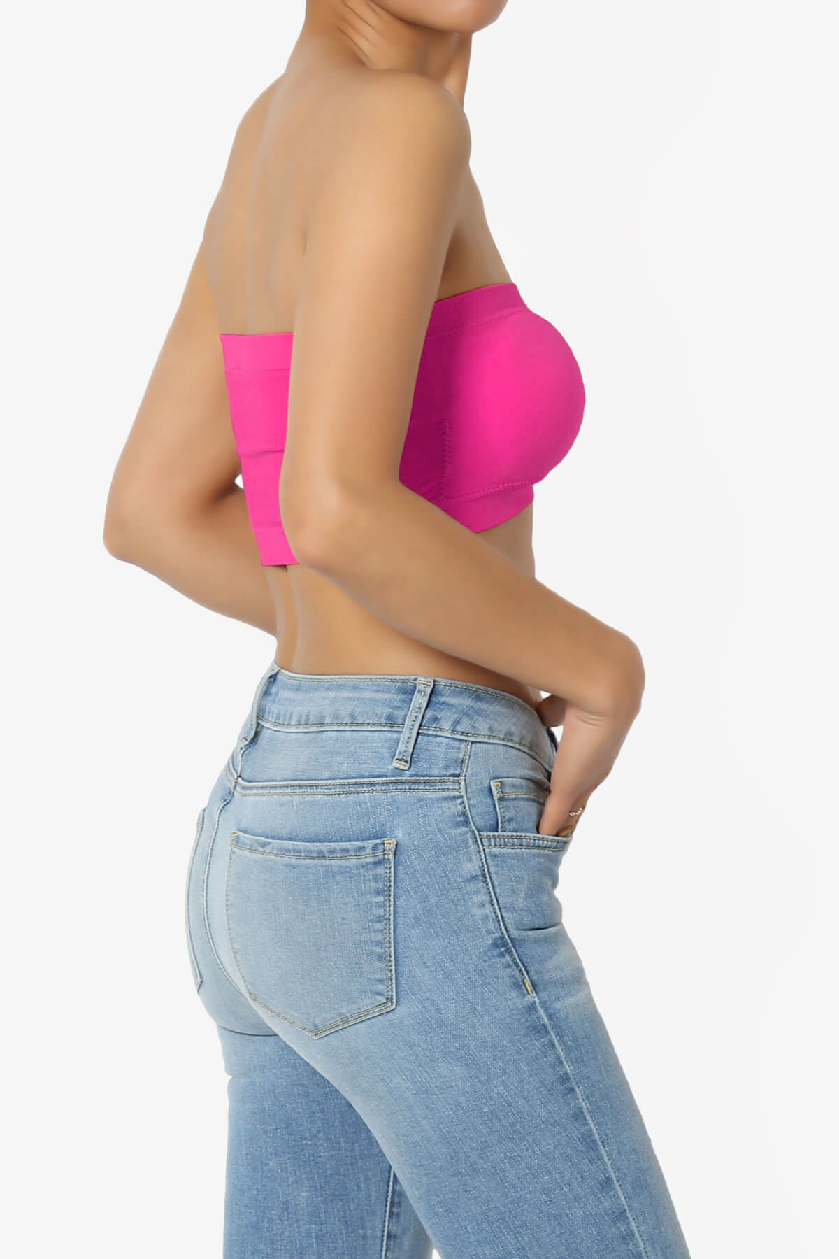 Load image into Gallery viewer, Candid Removable Pad Bandeau Bra Top NEON PINK_4
