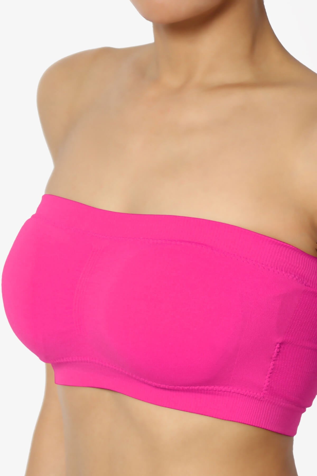 Candid Removable Pad Bandeau Bra Top NEON PINK_5