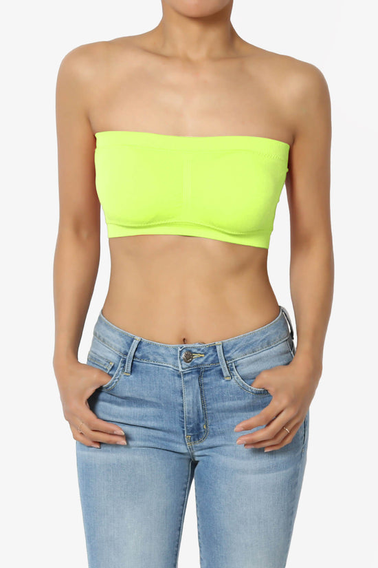 Candid Removable Pad Bandeau Bra Top NEON YELLOW_1