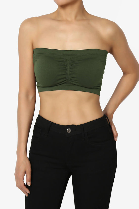 Candid Removable Pad Bandeau Bra Top OLIVE_1
