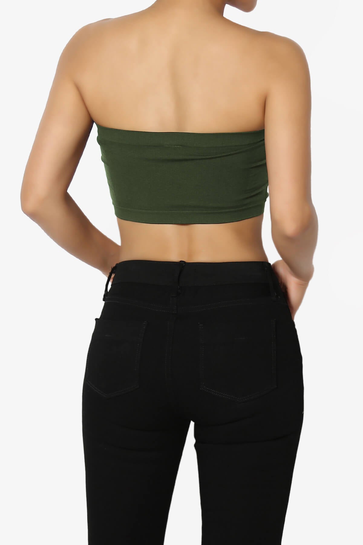 Candid Removable Pad Bandeau Bra Top OLIVE_2