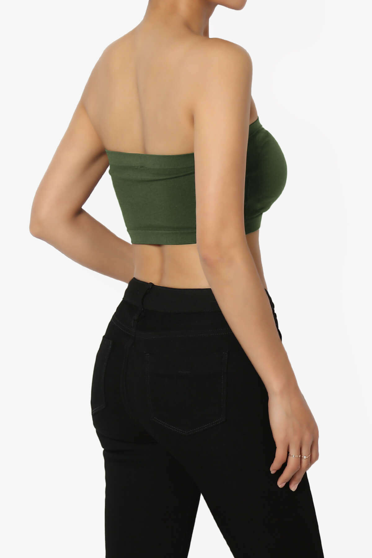 Candid Removable Pad Bandeau Bra Top OLIVE_4