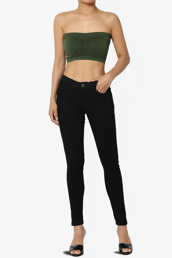 Candid Removable Pad Bandeau Bra Top OLIVE_6