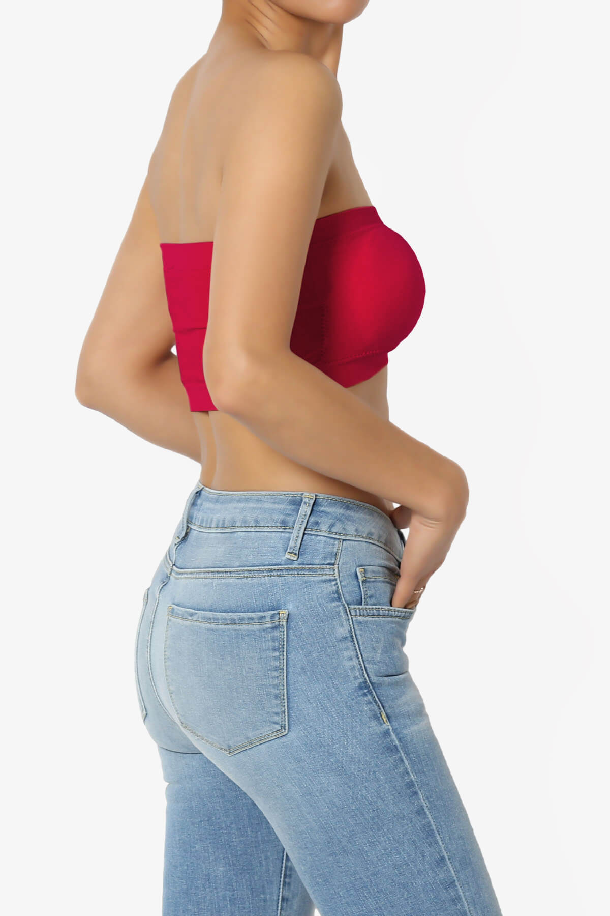 Load image into Gallery viewer, Candid Removable Pad Bandeau Bra Top RED_4
