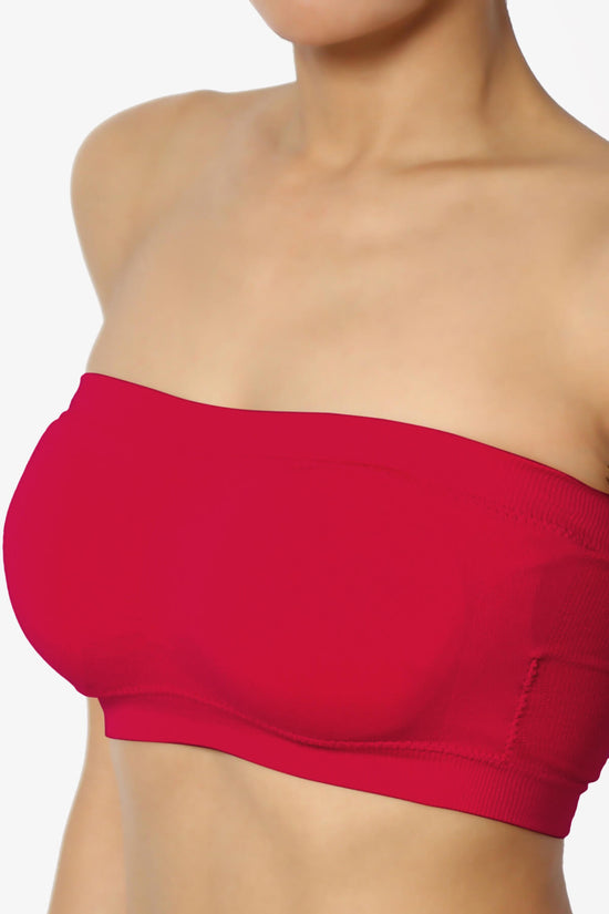 Candid Removable Pad Bandeau Bra Top RED_5