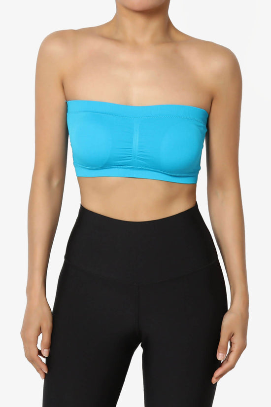 Load image into Gallery viewer, Candid Removable Pad Bandeau Bra Top TURQUOISE_1
